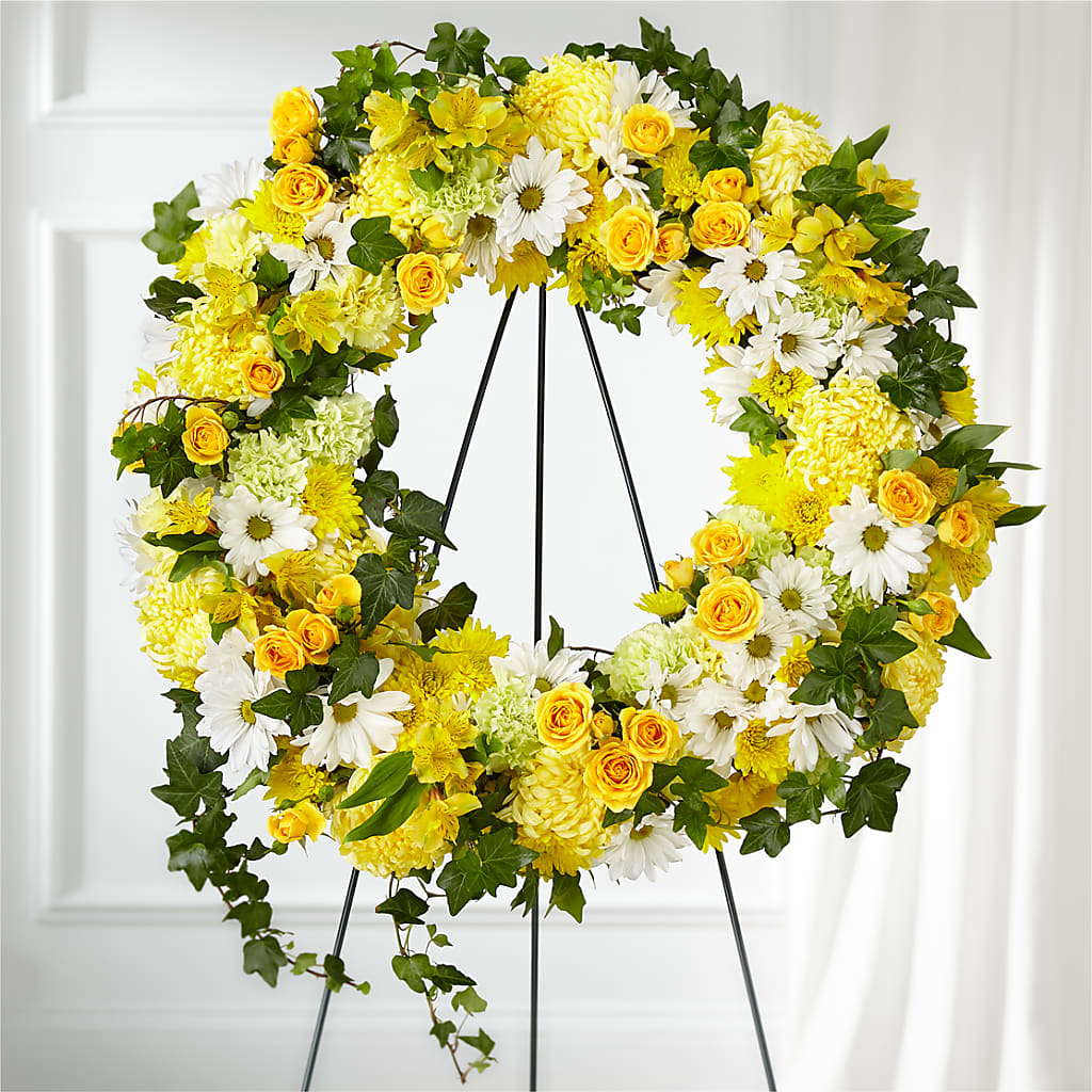 Golden Remembrance Wreath – Roseland Floral Co Inc, Charlotte NC