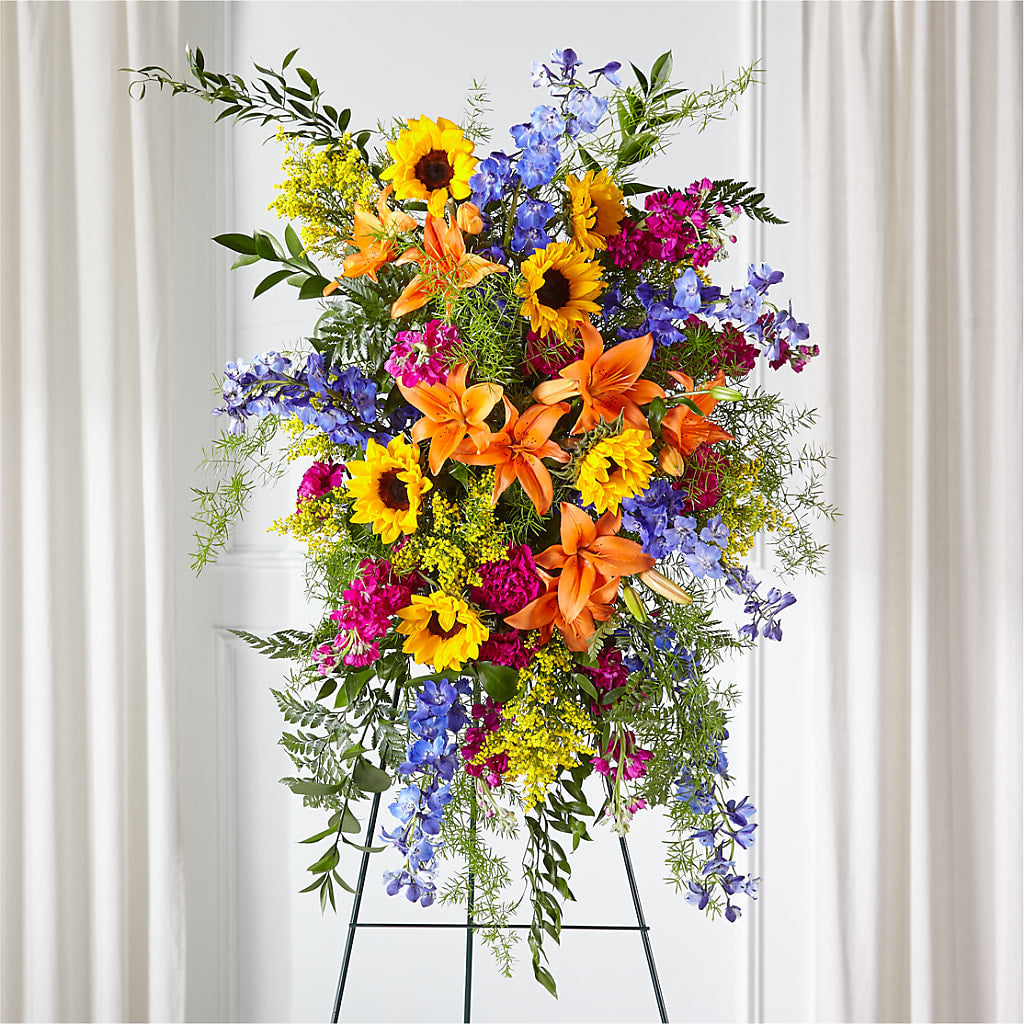 Sunlit Memories Standing Spray (Standard) – Roseland Floral Co Inc, Charlotte NC