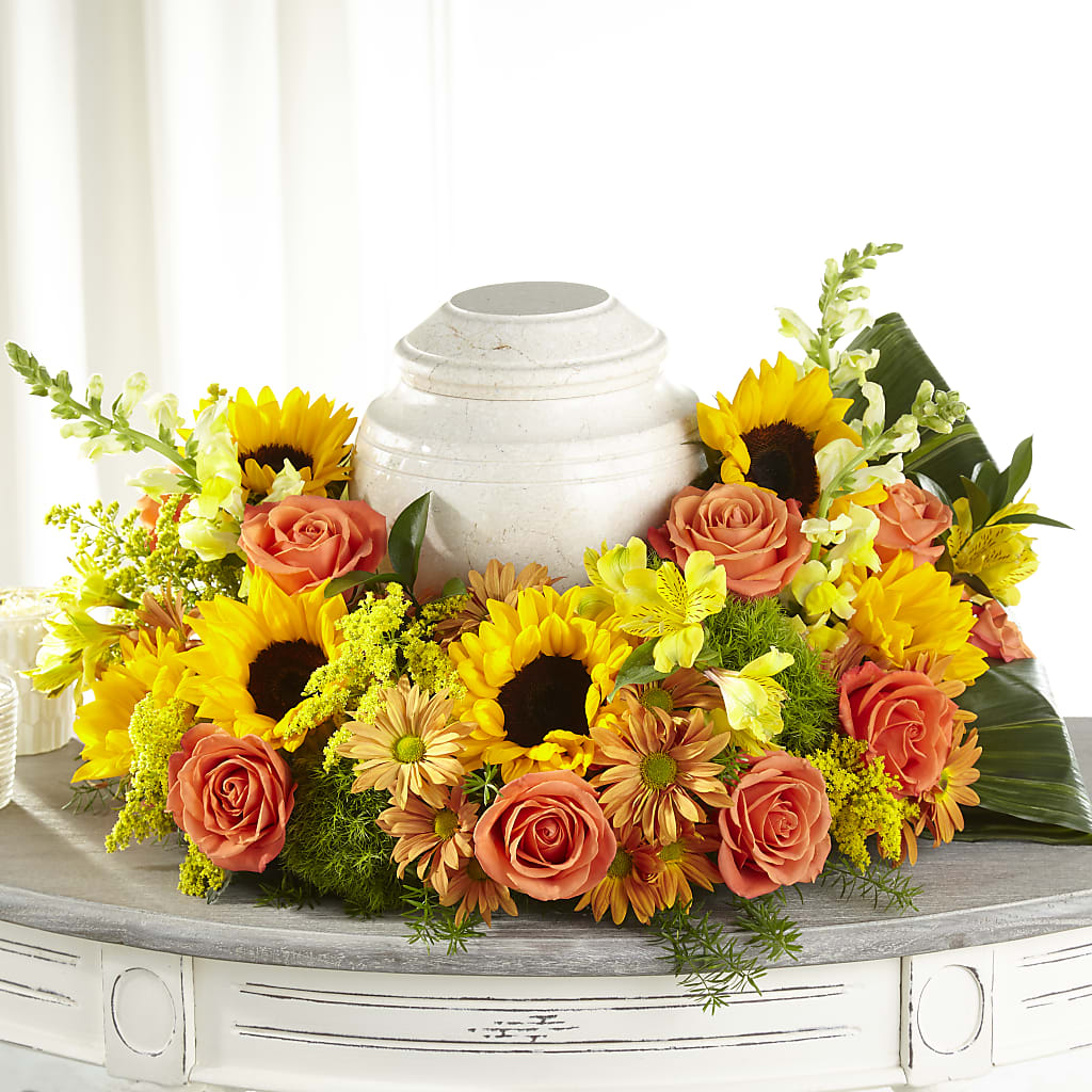 Faithful Sunflower Cremation Adornment – Roseland Floral Co Inc, Charlotte NC