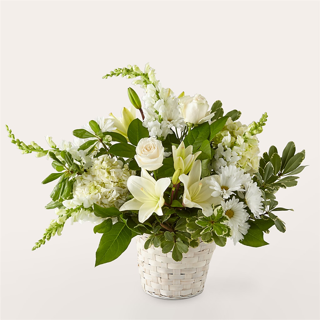 Ivory Elegance Floral Basket – Roseland Floral Co Inc, Charlotte NC