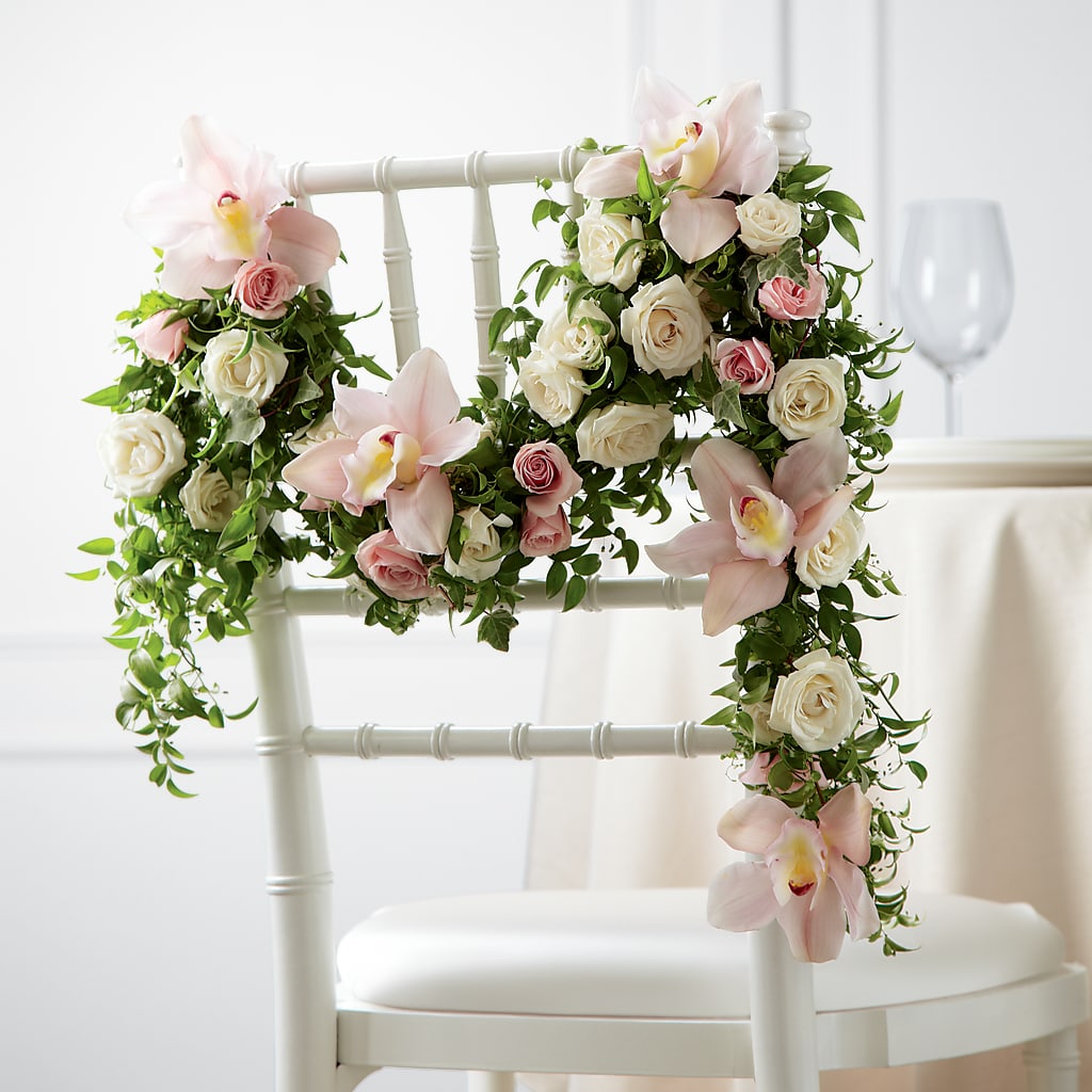 Orchid Rose Chair Décor – Roseland Floral Co Inc, Charlotte NC