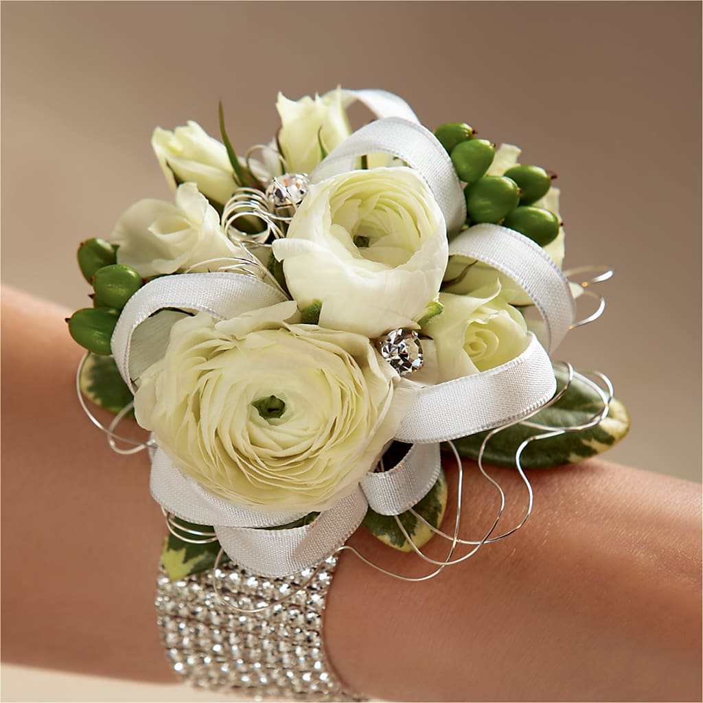 White Wedding Corsage – Roseland Floral Co Inc, Charlotte NC