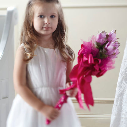 Sparkle Pink Flower Girl Bouquet –  Roseland Floral Co Inc, Charlotte NC